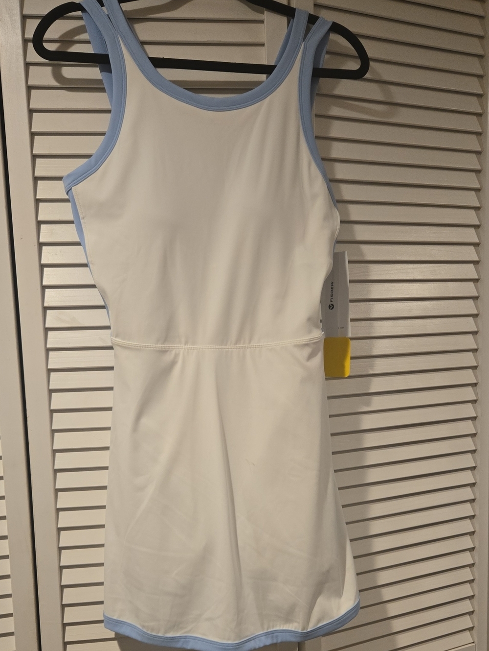 White Tank Tennis Dress with Light Blue Trim